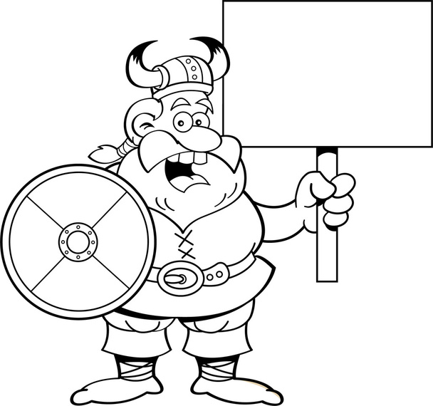 Viking κρατώντας ασπίδα και έναν κενό πίνακα. - Διάνυσμα, εικόνα