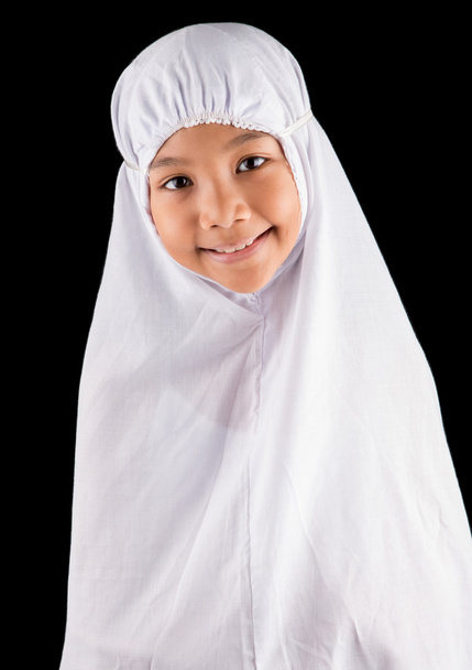Young Girl In White Hijab - 写真・画像