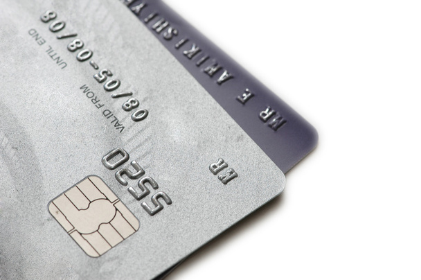 δύο πιστωτικές κάρτες, απομονωμένη στο λευκό - Φωτογραφία, εικόνα