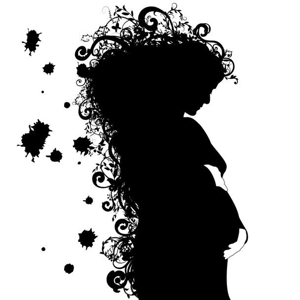έγκυος γυναίκα προφίλ ροκ - Διάνυσμα, εικόνα