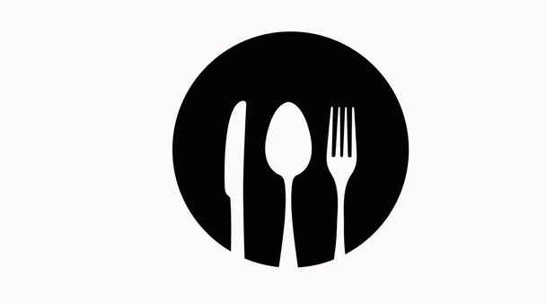 Vector Isolated Illustration of a Rounded Restaurant Icon with Cutlery - Vector, Image