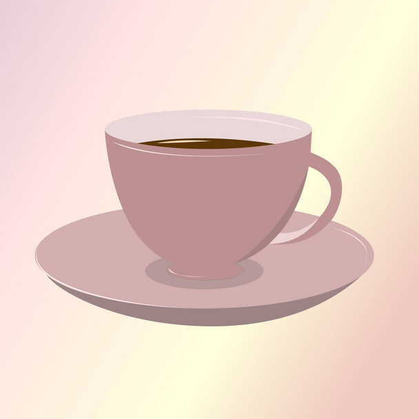 Lilac cup and saucer. Tea, coffee in a beautiful mug. - Fotografie, Obrázek