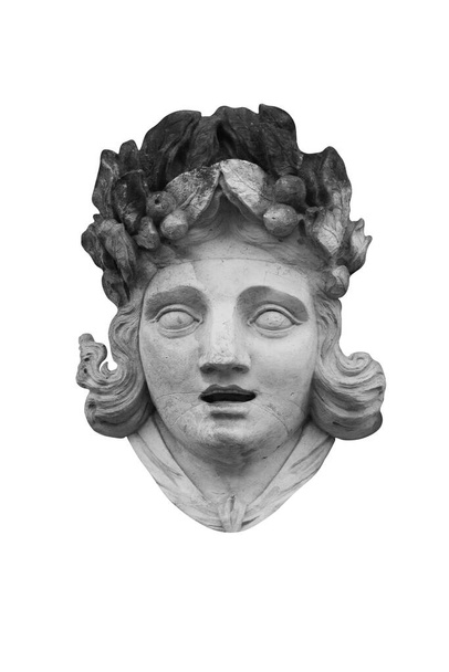 Illustratie bij Latijnse zin: Fortuna caeca est. (Latijnse zin): het lot is blind. Oude stenen standbeeld van een blinde vrouw. - Foto, afbeelding