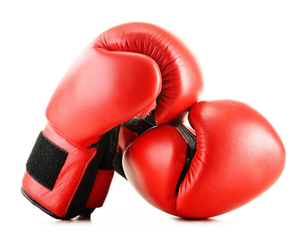Leather boxing gloves isolated on white - Foto, Imagen