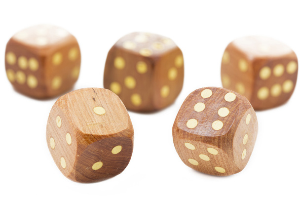 Wooden dices, isolated on white - Photo, Image