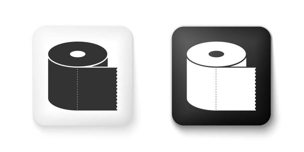 Czarno-biały Papier toaletowy rolki ikona izolowane na białym tle. Kwadratowy. Wektor. - Wektor, obraz