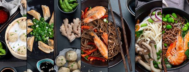 Various of asian meals. Asian food concept. Collage - Fotoğraf, Görsel