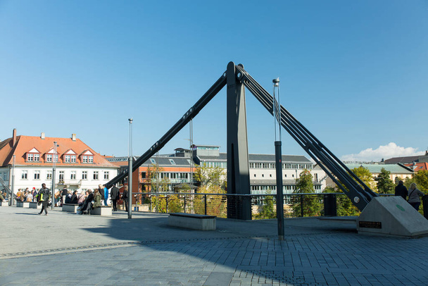 Bamberg, Bavaria, Germany - 16.10.2016: Bridge over the Regnitz river. - 写真・画像
