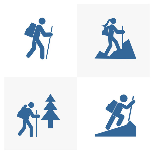 Tırmanış logosu tasarım şablonu, Seyahat logosu tasarım konsepti, simge sembolü kümesi - Vektör, Görsel