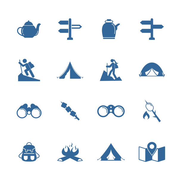 Set di modelli vettoriali di design logo Outdoor, concetto di design del logo di viaggio, simbolo dell'icona - Vettoriali, immagini