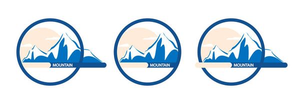 Montañas cubiertas de nieve, insignia o logotipo para negocios. - Vector, Imagen