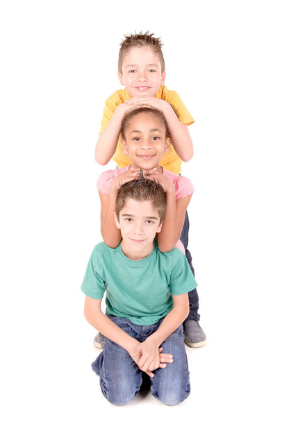 little kids  isolated in white background - Photo, Image