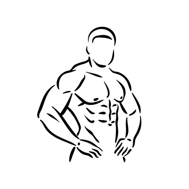 Bodybuilder fitness sport, homme à la salle de gym avec des muscles. - Vecteur, image