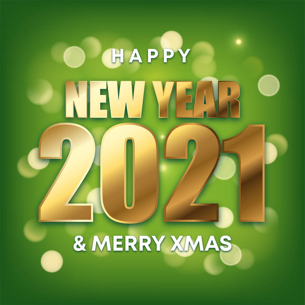  Šťastný nový rok 2021! Pozdrav na dovolenou. Rekreační design pro přání, pozvání, kalendář, atd. ilustrace - vektor. - Vektor, obrázek