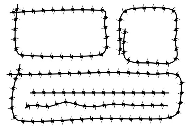 Simple Vector Frame Silhouette Barbed Wire, Rectangle, Square, Rounded Corner and Horizontal Line - Vector, Image