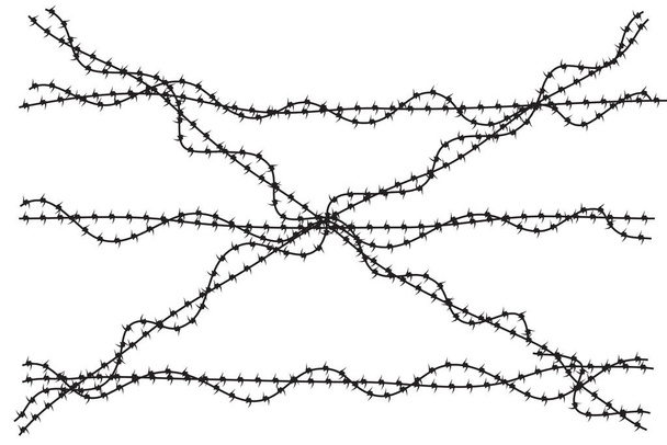 Απλή Vector Silhouette Barricade from, Barbed Wire, Κατάλληλο Εικονογράφηση για επίδειξη ή διαμαρτυρία - Διάνυσμα, εικόνα