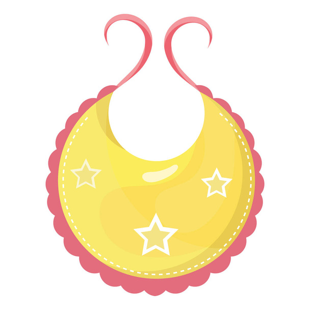 baby bib with stars clothes flat style icon - Vector, imagen