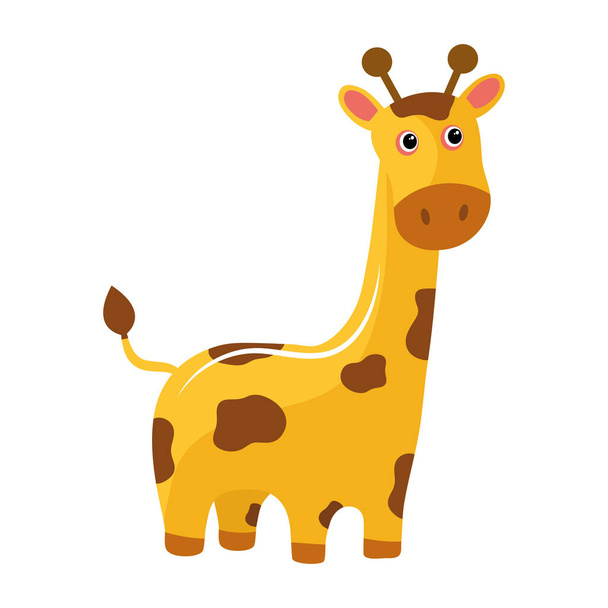 cute little giraffe animal kawaii character - Vector, Image
