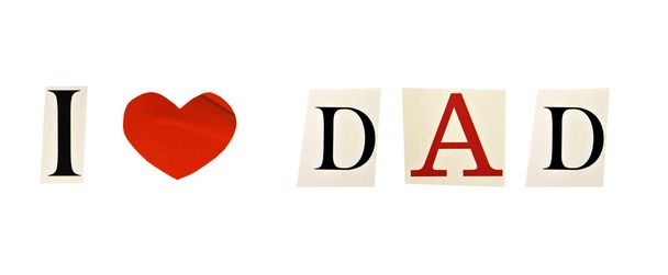 I Love papa formé avec des lettres de magazine sur un fond blanc
 - Photo, image