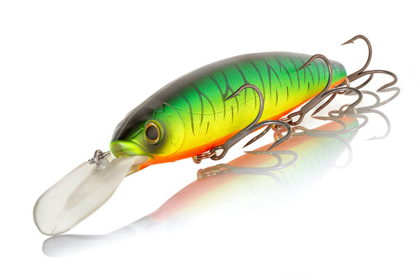 Artificial bait DEPS Balisong Longbill Minnow 130SP for fishing isolated on white background. Pavlograd, Ukraine December 10, 2020. - Photo, Image