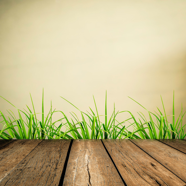 Holzboden mit Grunge-Blur-Hintergrund - Foto, Bild