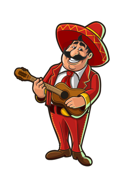 vector illustration of cartoon cowboy with sombrero - Vector, imagen
