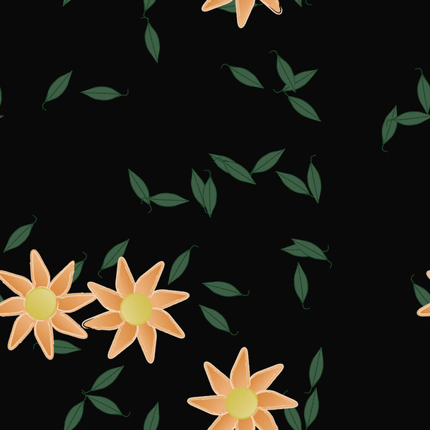 ilustração vetorial de flores de verão pétalas com folhas, fundo botânico - Vetor, Imagem