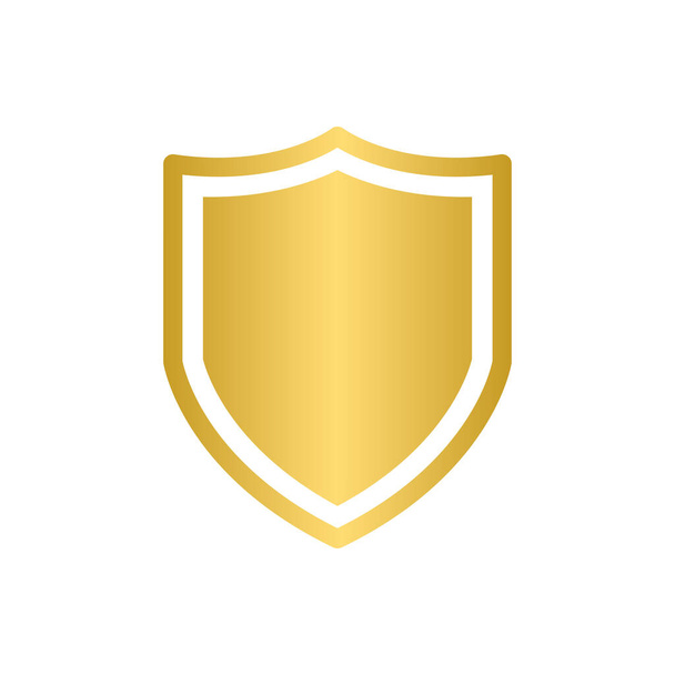 Золотой щит вектор значок безопасности символ для графического дизайна, логотип, веб-сайт, социальные сети, мобильное приложение, и иллюстрации - Вектор,изображение