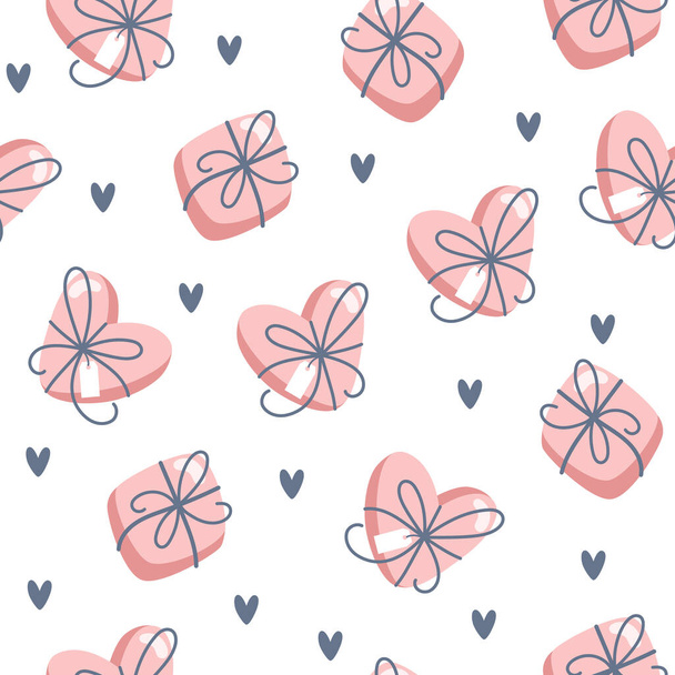 Seamless valentines day pattern with boxes of chocolates - Vector, afbeelding
