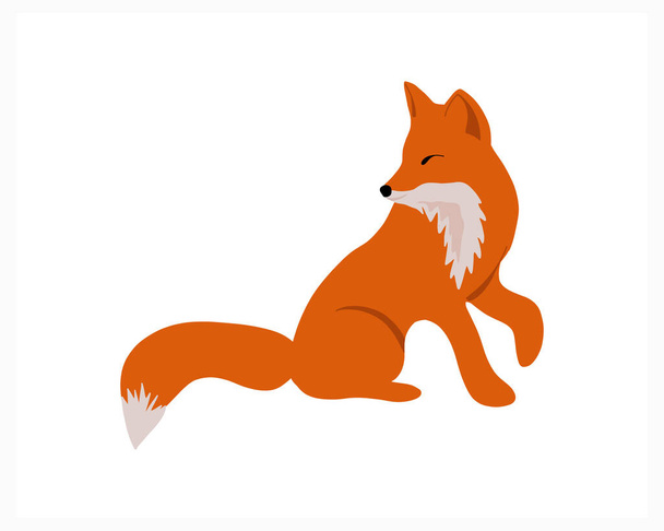Icona Doodle Fox isolata sul bianco. Animale animato. Illustrazione del titolo vettoriale. EPS 10 - Vettoriali, immagini