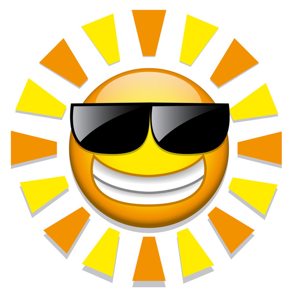 grappige cartoon zon pictogram geïsoleerd op witte achtergrond - Vector, afbeelding