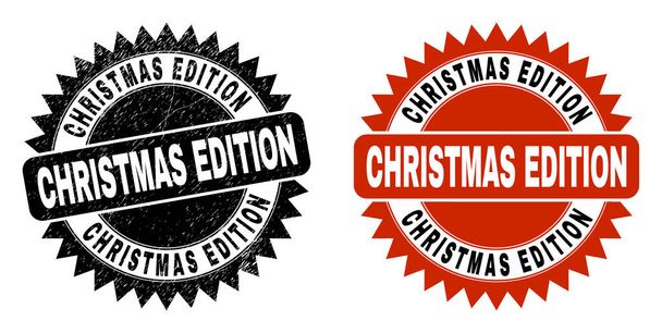 CHRISTMAS EDITION Black Rosette Watermark with Scratched Texture - Vektor, Bild