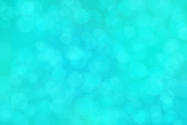 blue and green abstract defocused background with circle shape bokeh spots - Photo, Image