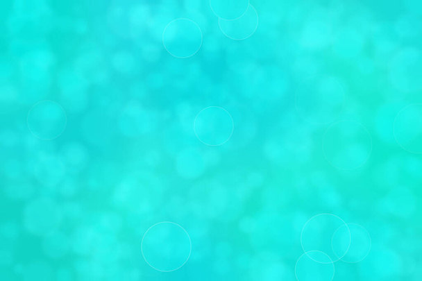 blue and green abstract defocused background with circle shape bokeh spots - Photo, Image