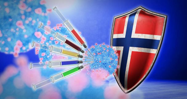 koronavirusrokotus Norjassa - 3D-renderointi - Valokuva, kuva