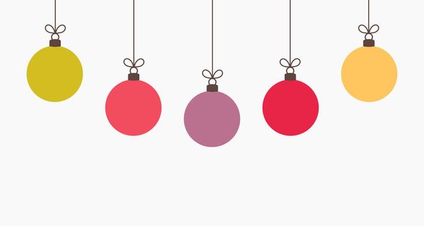 Christmas colorful balls hanging ornaments background. Vector illustration. - Vetor, Imagem
