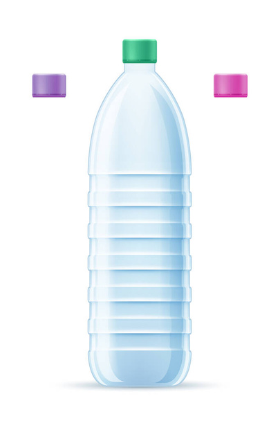 plastic bottle for drinking water transparent vector illustration isolated on white background - Vetor, Imagem