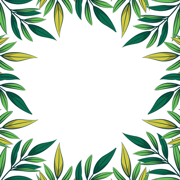 Vector background with tropical leaves; for greeting cards, invitations, packaging, posters, banners. - Vektör, Görsel