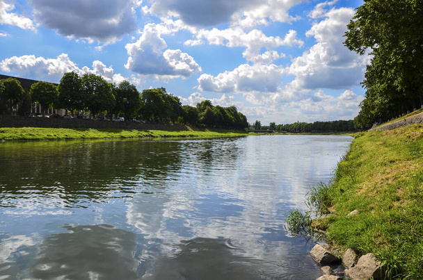 View of the river Uzh in the summer afternoon, Uzhgorod, Transcarpathia, Ukraine - Fotografie, Obrázek