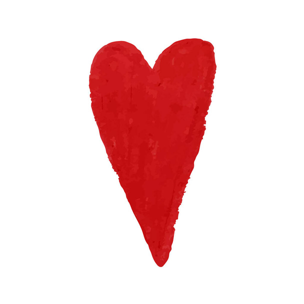 Иллюстрация формы сердца, нарисованная красными меловыми пастелями - Вектор,изображение