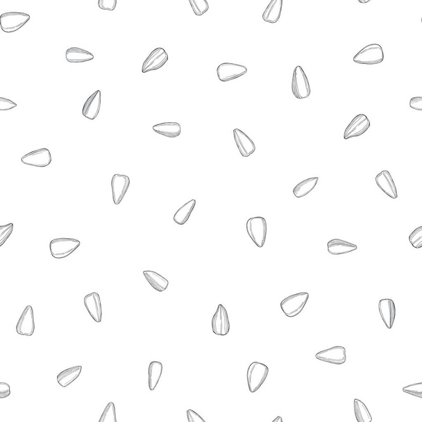 Semillas de girasol dibujadas a mano. Patrón sin costura vectorial - Vector, imagen