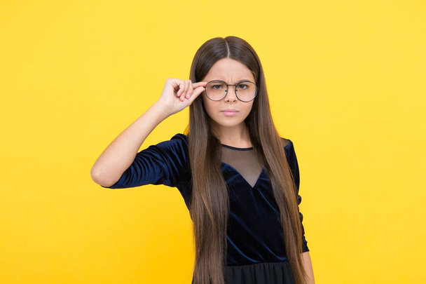 nerd wearing uv protective. serious teen girl wear glasses because of bad eyesight. kid ready to study. child back to school. childhood happiness. being so stylish in glasses. Why not - Fotoğraf, Görsel