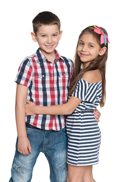 Two fashion cheerful kids - Foto, imagen