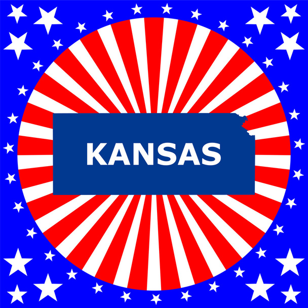 Карта американского штата Канзас
 - Вектор,изображение