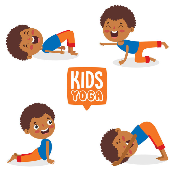 Kids yoga set. Children perform exercises, asanas, postures, meditation.  Hand drawn vector illustration. 27192248 Vector Art at Vecteezy