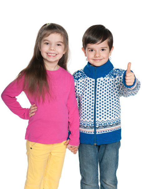 Two cheerful fashion children - Photo, image