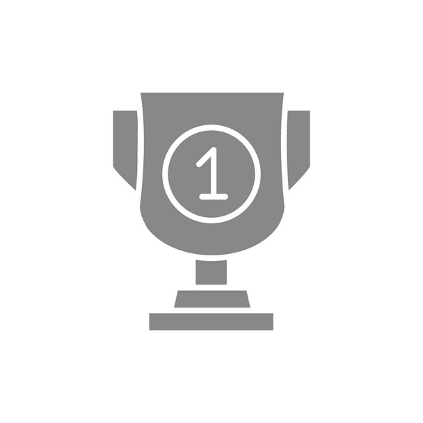 Trofeo, premio taza icono gris. Juego de mesa, símbolo de entretenimiento de mesa - Vector, Imagen