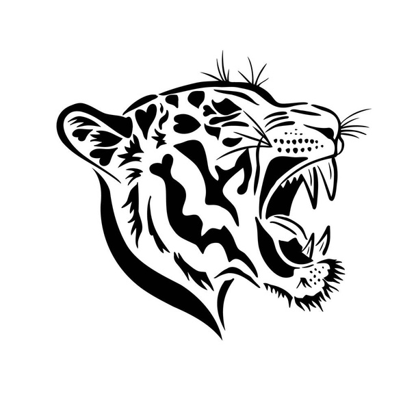 Witte tijgerkop profiel - zijaanzicht - Vector, afbeelding
