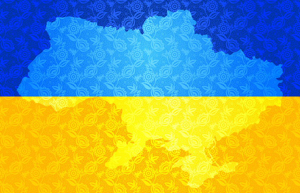 Map of Ukraine in National flag colors - Vector, Image