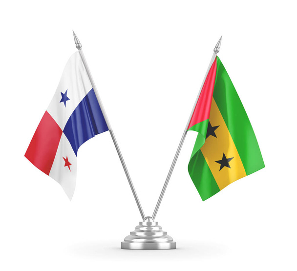 Tischfahnen von Sao Tome und Principe und Panama - Foto, Bild